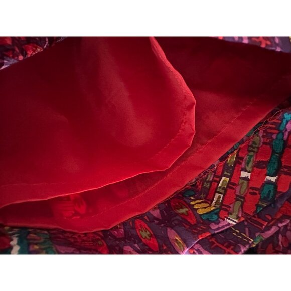 Anne Crimmins For Umi Collections Vtg Silk Multicolor Abstract Print Skirt 10 - Picture 6 of 11